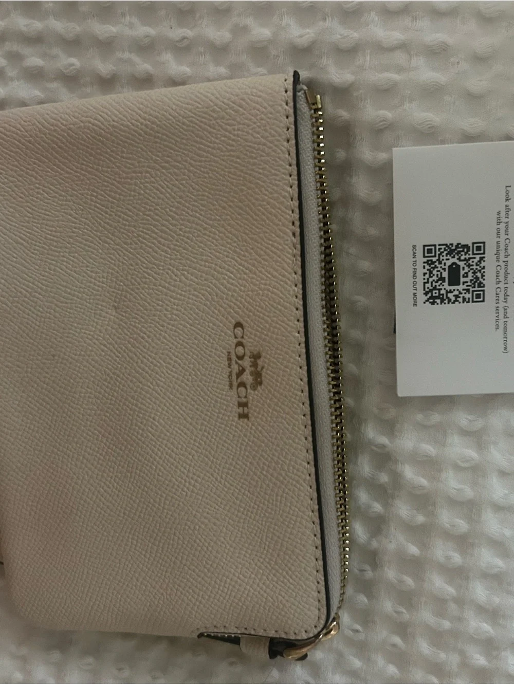 Coach Blush Pink Leather Zip Wristlet with Gold Logo